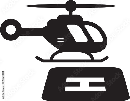 Helipad vector icon symbol, representing a helicopter landing pad, airport, emergency services, and aviation industry isolated on transparent background. Vector illustration.