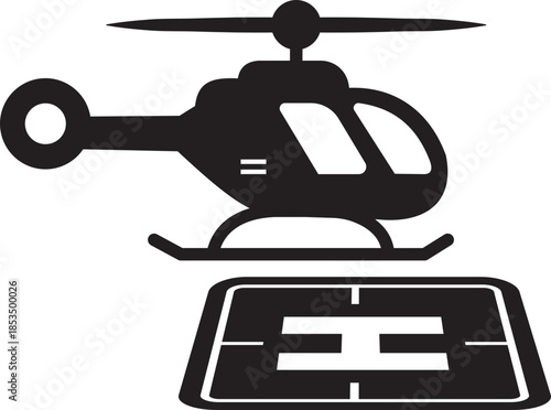 Helipad vector icon symbol, representing a helicopter landing pad, airport, emergency services, and aviation industry isolated on transparent background. Vector illustration.