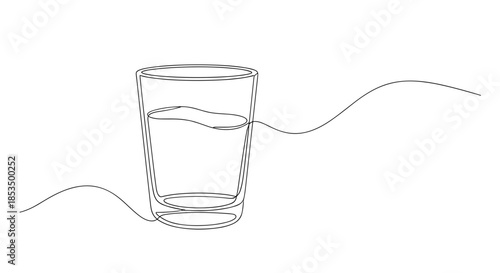 Minimalist Continuous Line Drawing of Glass of Water – Simple Line Art Illu