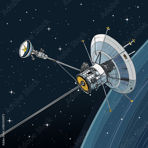 Dynamic Space Probe With Antennas Creative Visual