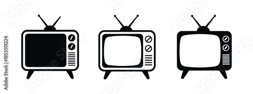 Tv icon set. television icon vector. Retro and modern TV sets in on white background. Television Screen Icon Vector Template.