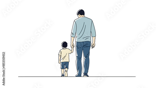 A father and son walking hand-in-hand, symbolizing guidance and connection.