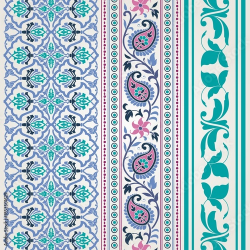 wedding card design, traditional paisley floral pattern , royal India	