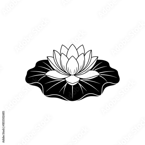 Lotus with moonlit reflection vector illustration