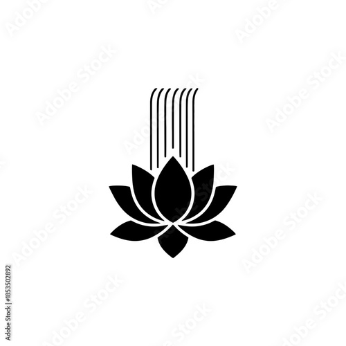 Lotus with abstract mandala center vector illustration