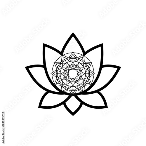 Lotus and moonlit night vector illustration