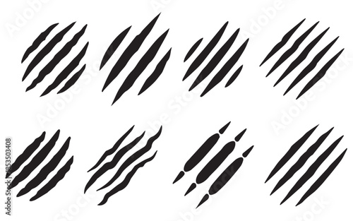“Realistic Claw Marks and Scratches, Animal Paw Wounds Vector Illustration, Isolated Beast Attack Design for Graphic Art”