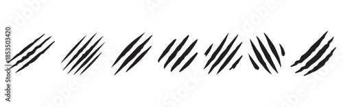 “Realistic Claw Marks and Scratches, Animal Paw Wounds Vector Illustration, Isolated Beast Attack Design for Graphic Art”