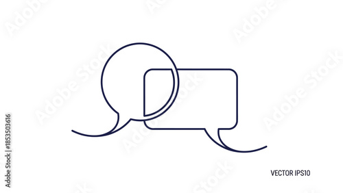 Minimalist vector illustration of two speech bubbles symbolizing communication and dialogue, perfect for business and social contexts