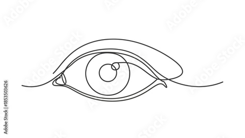Minimalist One-Line Drawing of a Human Eye, Expressing Vision and Perception