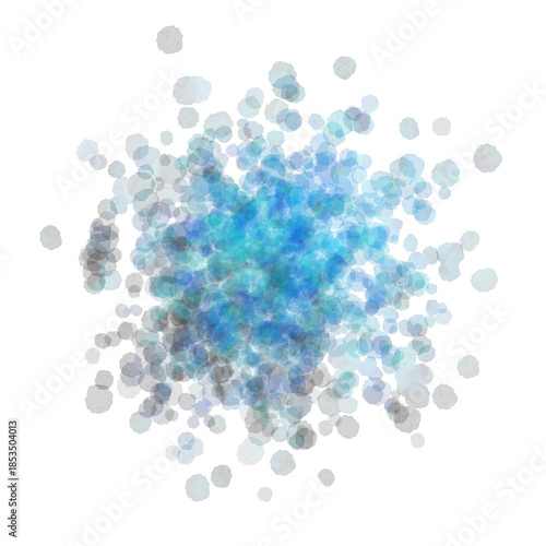 水彩風カラフルな水滴の素材イラスト・青