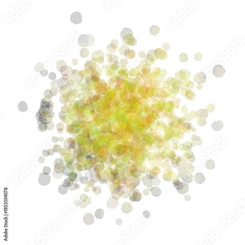 水彩風カラフルな水滴の素材イラスト・黄