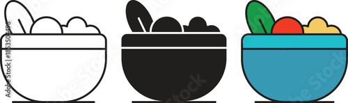 Stylized Food Bowl Vector for Meal, Cooking, and Nutrition Design