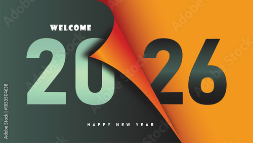 2025 to 2026 New Year Vector with Page Flip Greeting Design
