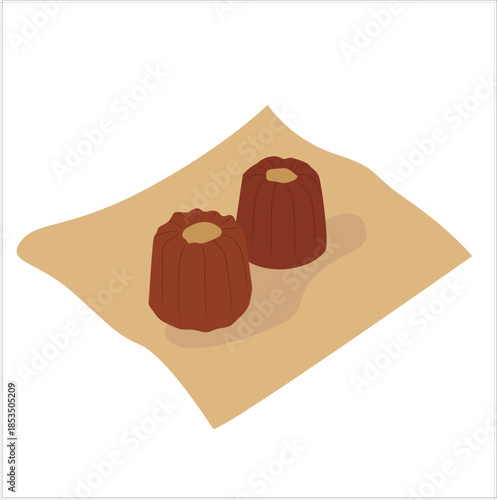 Canelé de Bordeaux. Caneles de Bordeaux, traditional french pastry.