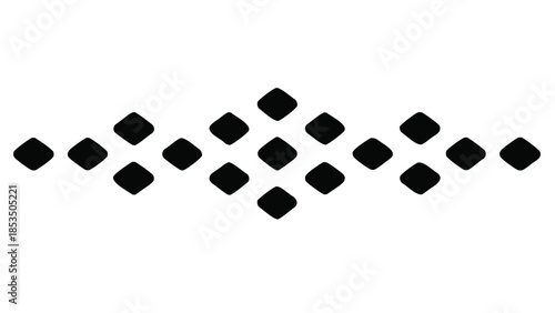 Black rounded diamond shapes forming a horizontal decorative line on white graphic element