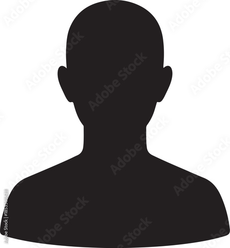 Minimalist black silhouette icon of a generic human profile, perfect for user avatars, placeholder images, and versatile individual representation in digital and print design