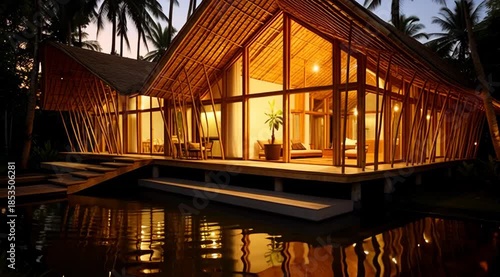 Luxury tropical wooden house resort.