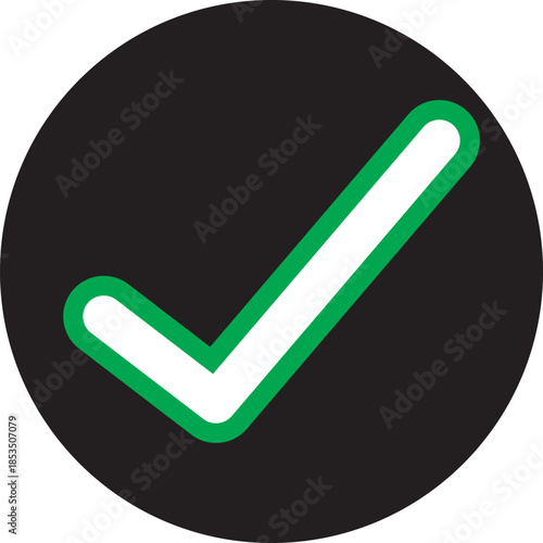 Collection of green checkmarks in circles.  choice, and approval is showcased by two contrasting symbols