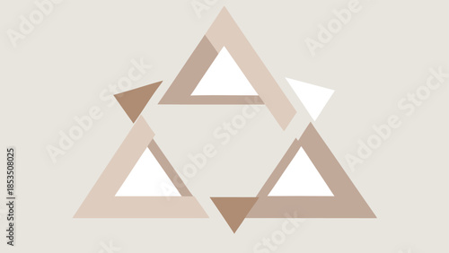 Interlocking Geometric Triangles in Neutral Earth Tones abstract geometry