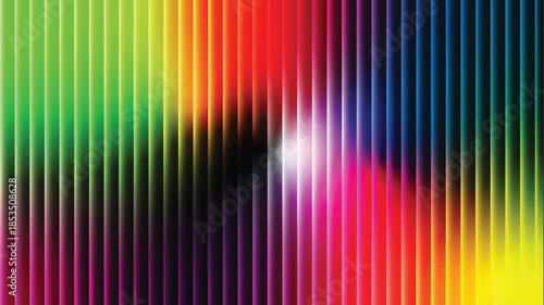 radiant abstract light burst with colorful vertical lines and spectrum gradient blending in vibrant energy display for digital art, physics, and futuristic design applications