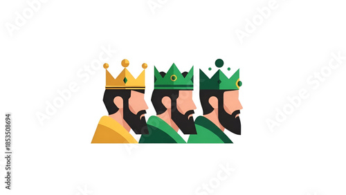 Epiphany three kings day minimalist illustration showing magi crowns christian faith worship tradition spiritual symbolism for religious design background art