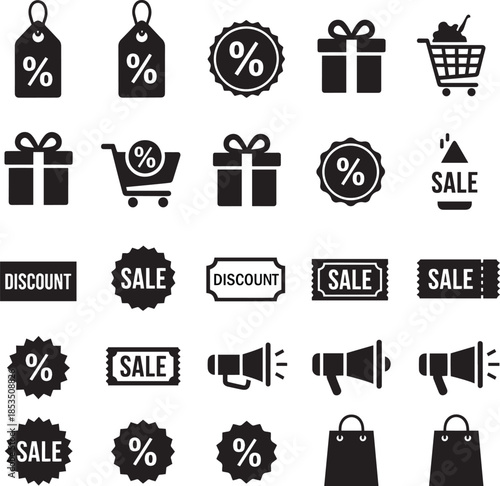 Business promotion elements with price stickers and shopping tools