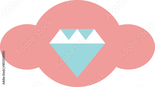 Pink cloud with a blue and white diamond shape inside gemstone jewel