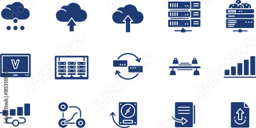 Cloud computing network server and database storage technology set