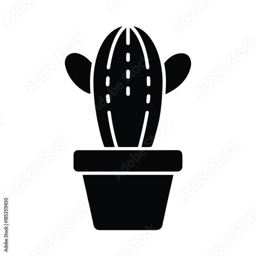 Cactus In Pot Icon Vector Illustration