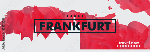 Frankfurt, Germany city banner with skyline, cityscape, landmarks. Horizontal travel vector illustration layout for website, page, presentation, header, footer