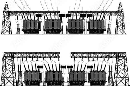 Electrical substation, transformer station, power grid, high voltage, circuit breaker, energy infrastructure