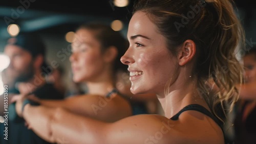Close up portrait of woman in sportswear during workout in gym. Concept of fitness, active lifestyle and sport training