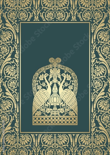 peacocks, feathers ,wedding card design, royal India	