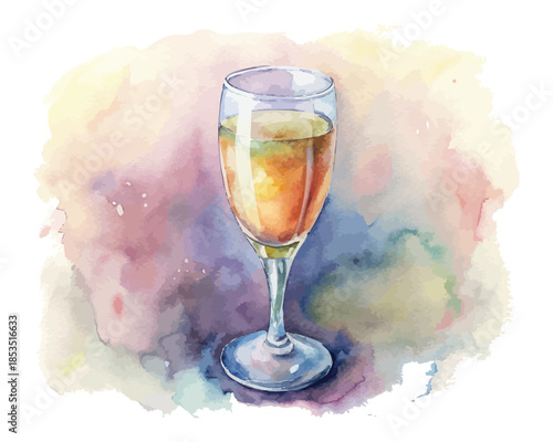 watercolor Champagne glass vector illustration 