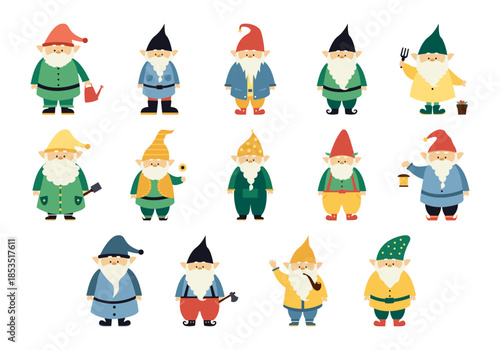 Cute Fairytale Gnome Character Illustration Element
