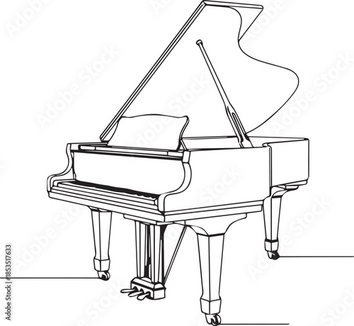 Black and white of a grand piano from another angle music instrument