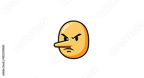 Angry yellow emoji face with a long nose like Pinocchio, used to represent someone who is lying or a deceptive personality.