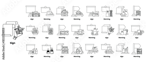A series of drawings of various objects and scenes