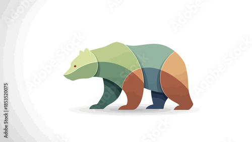 A stylized illustration of a bear composed of overlapping translucent colored shapes, showcasing modern graphic design.