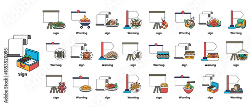 A sign is shown with a variety of other signs and symbols