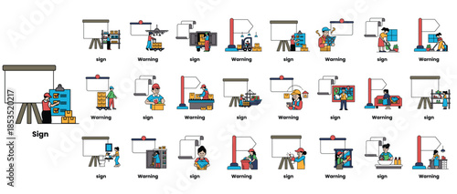 The image is a collection of cartoon characters that represent different jobs