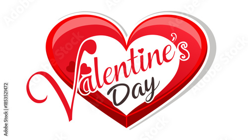 Valentine's Day Red Heart Icon with I Love You Typography, Romantic Symbol for Greeting Cards and Love Messages