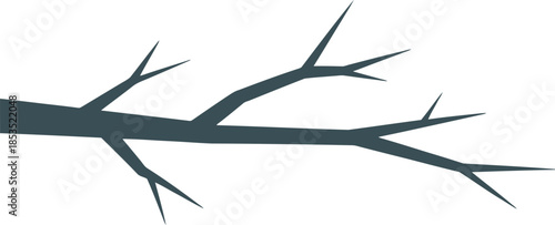 Dark Gray Vector Graphic of a Barren Tree Branch on White Background Illustration