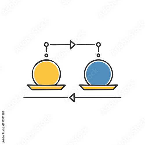 Scales Balance Icon - Harmony Metaphor, Conceptual Fairness or Equilibrium Symbol