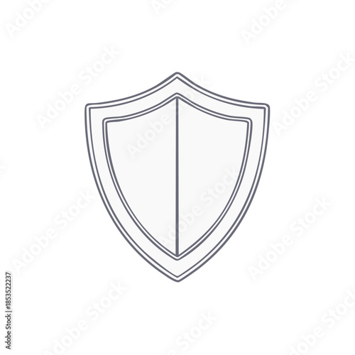 Simple Shield Illustration for Security and Protection Concepts  Gray Outline on White Background