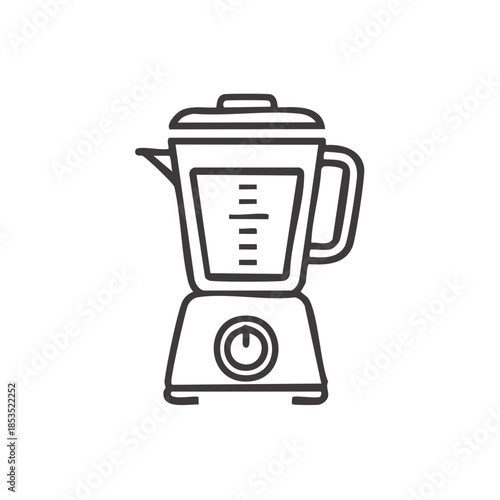 Simple line drawing of an electric blender for smoothies and food preparation in a home kitchen appliance concept