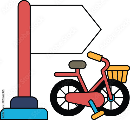 A bicycle is parked next to a sign that says "Bike Lane"