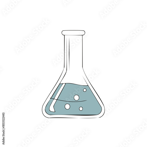Laboratory Flask with Liquid and Bubbles for Scientific Experiments and Research
