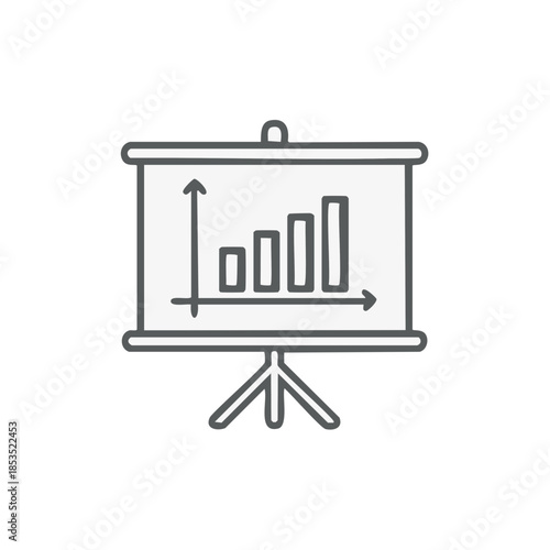 Presentation Screen with Bar Graph Depicting Growing Business Success Business Presentation Board Concept